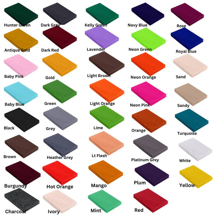 Acrylic Felt Sheets 9X12 Inch Pack | Many Colors