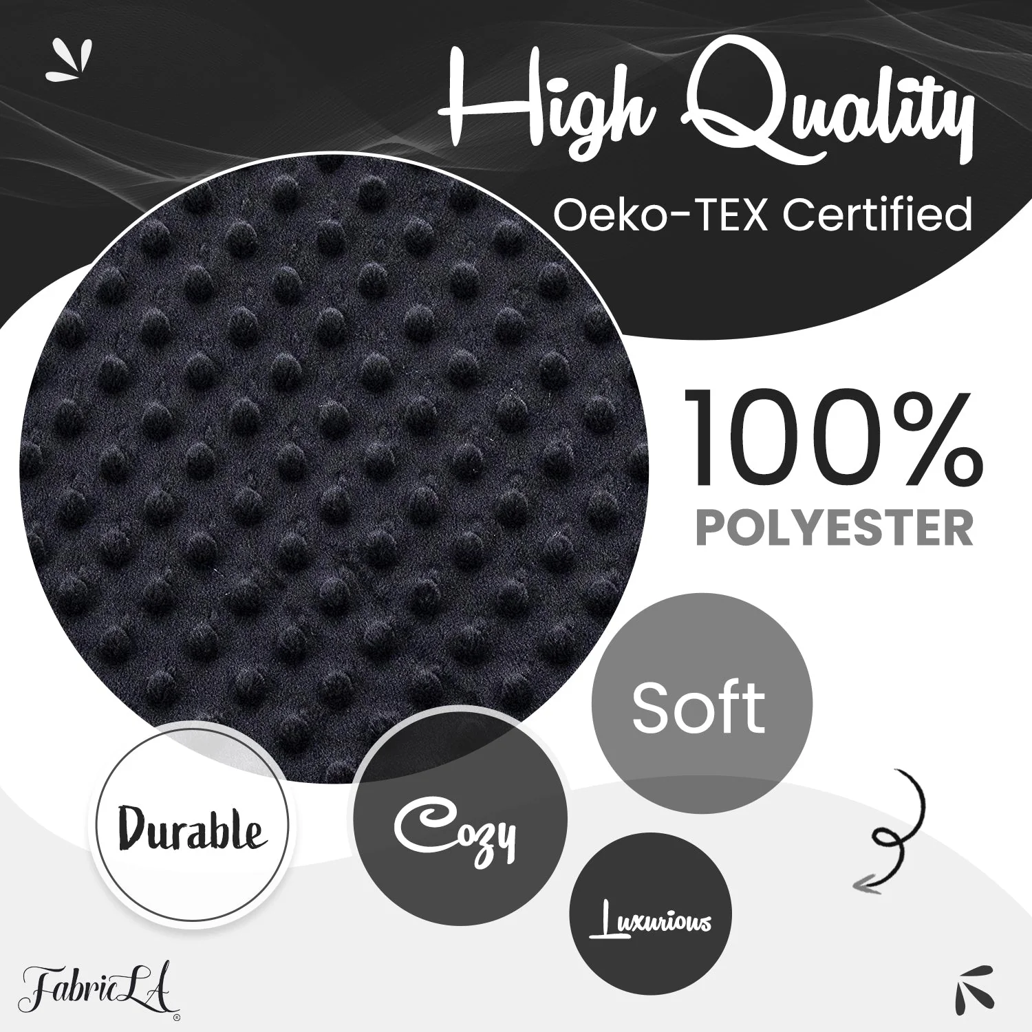 Black Minky Fabric - Ultra-Soft 100% Polyester 58–60" Wide By the Yard - Image 2