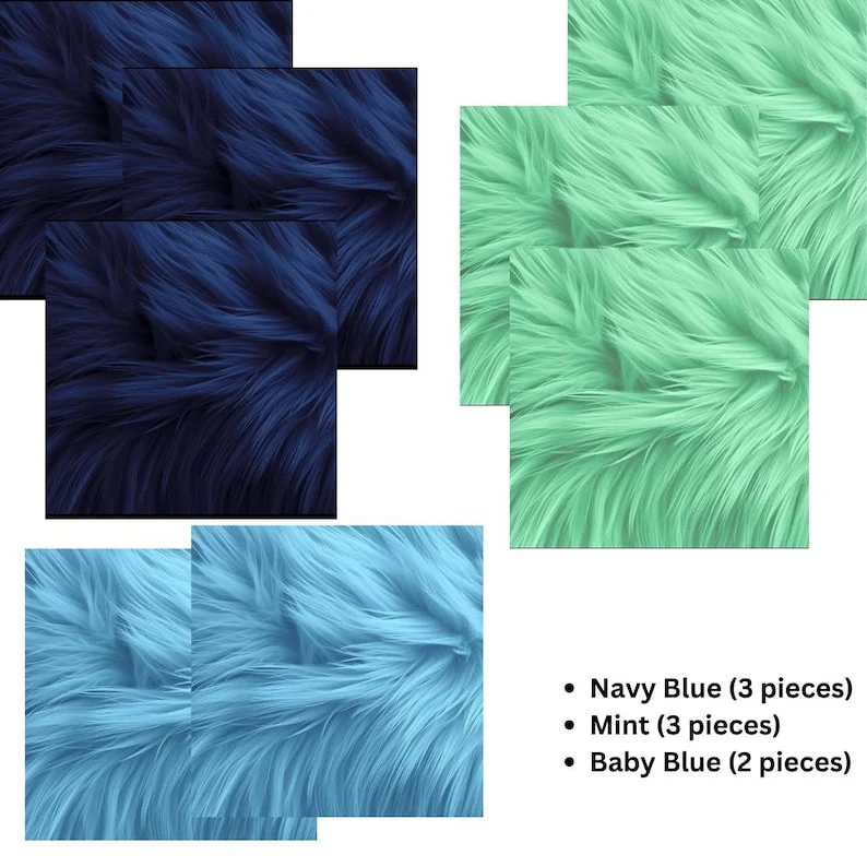 Faux Fur craft patches 10X10 Inch Shaggy DIY Patches 8 Pack - Image 2