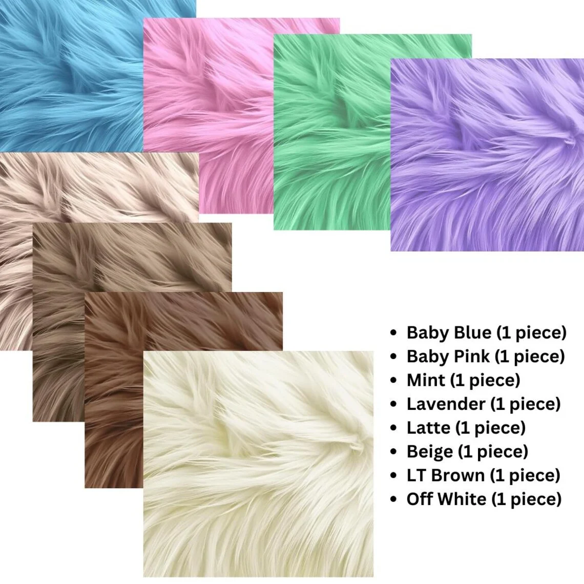 Faux Fur craft patches 10X10 Inch Shaggy DIY Patches 8 Pack - Image 6