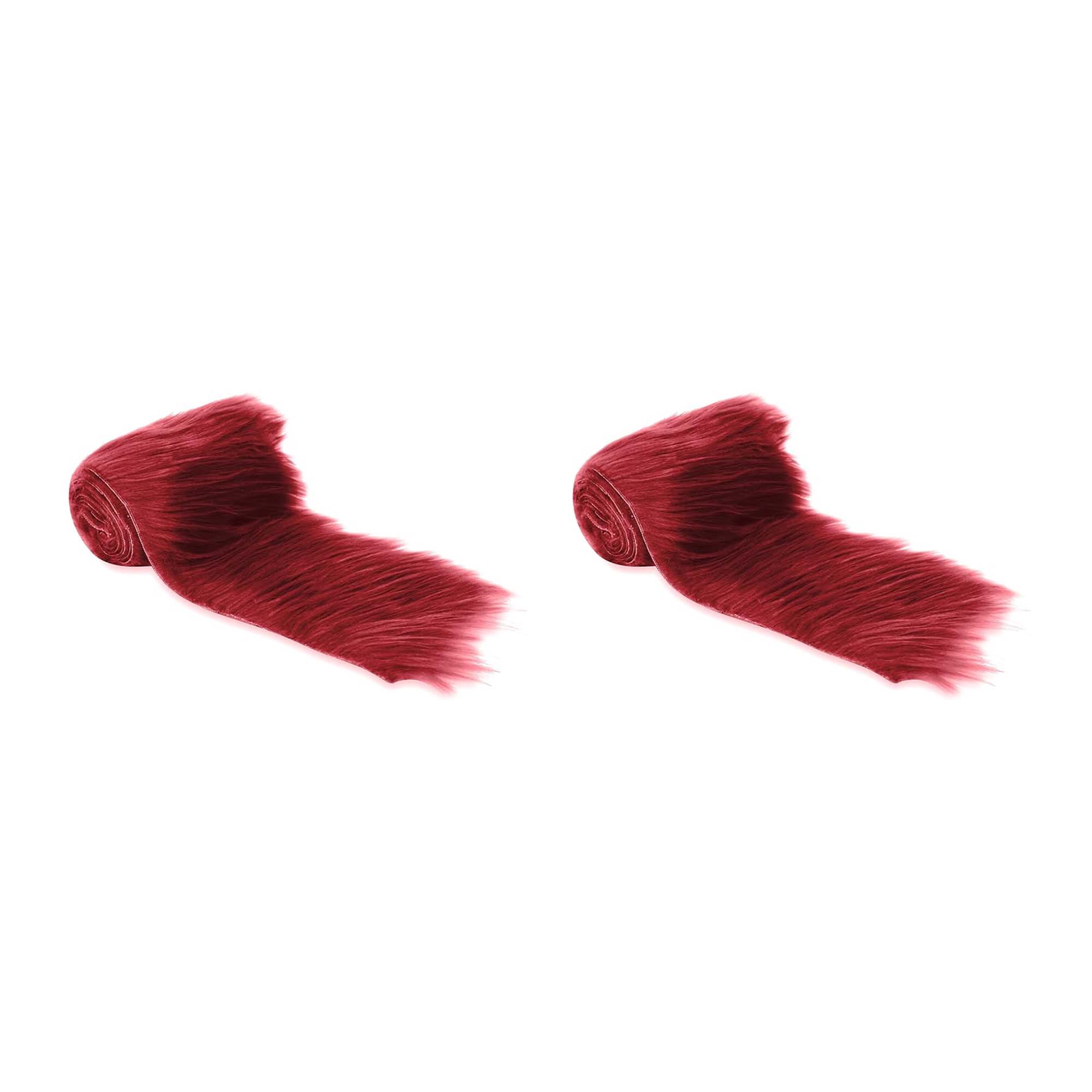 Faux Fur Fabric Trim Ribbon Bundles | Precut Craft Fur Rolls | Burgundy