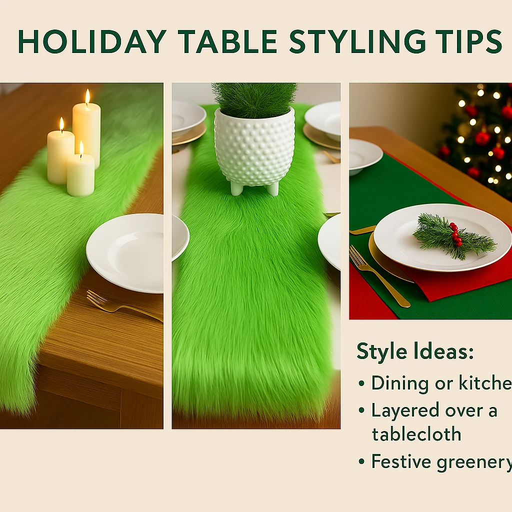 Faux Fur Table Runners – Elegant Decor for Every Occasion - Beige - Image 2