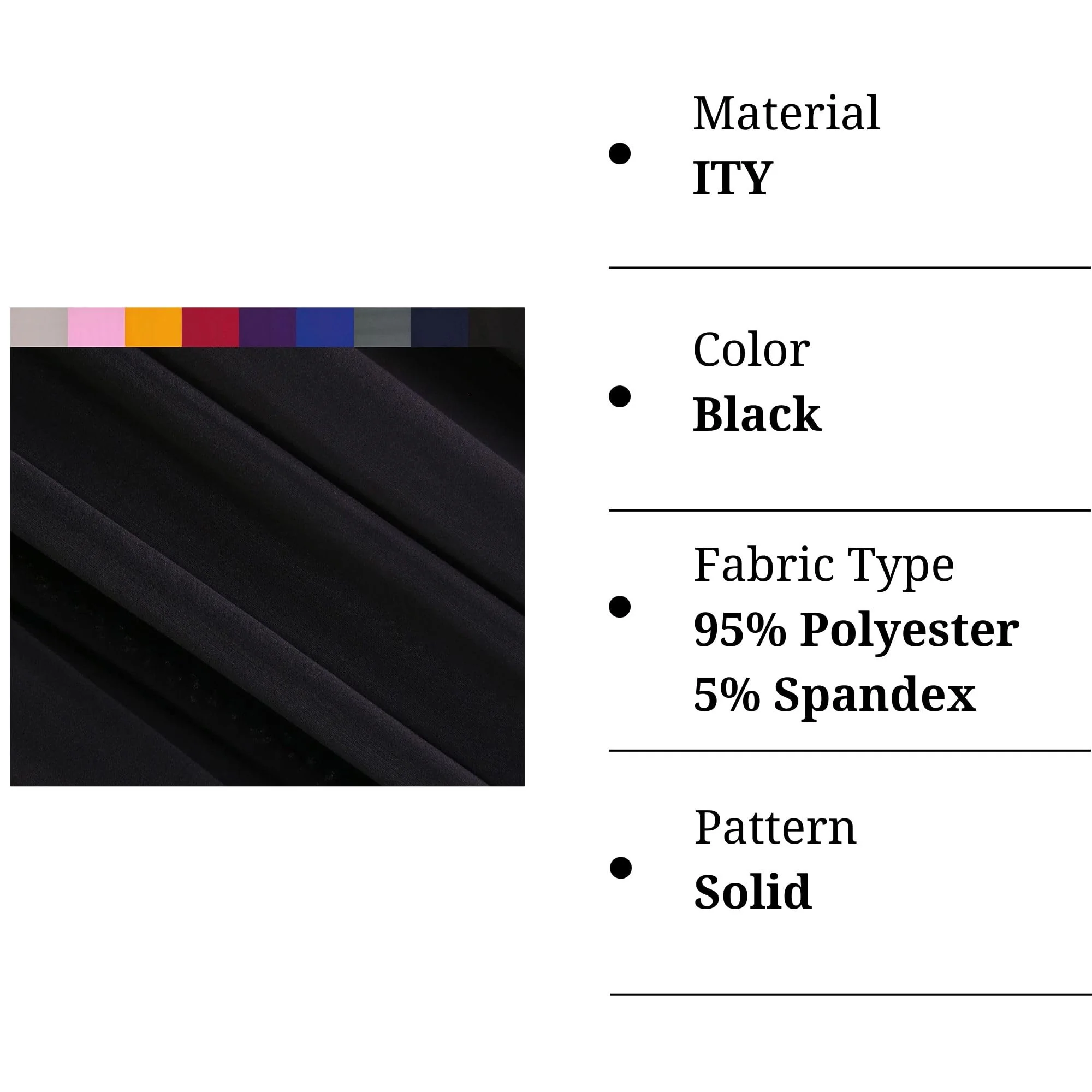 ITY Polyester Spandex Fabric | Black - Image 2