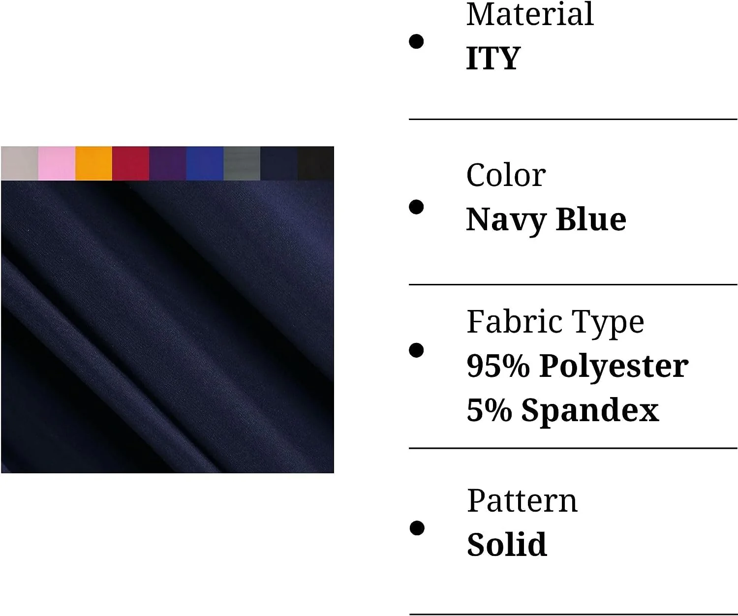 ITY Polyester Spandex Fabric | Navy - Image 2