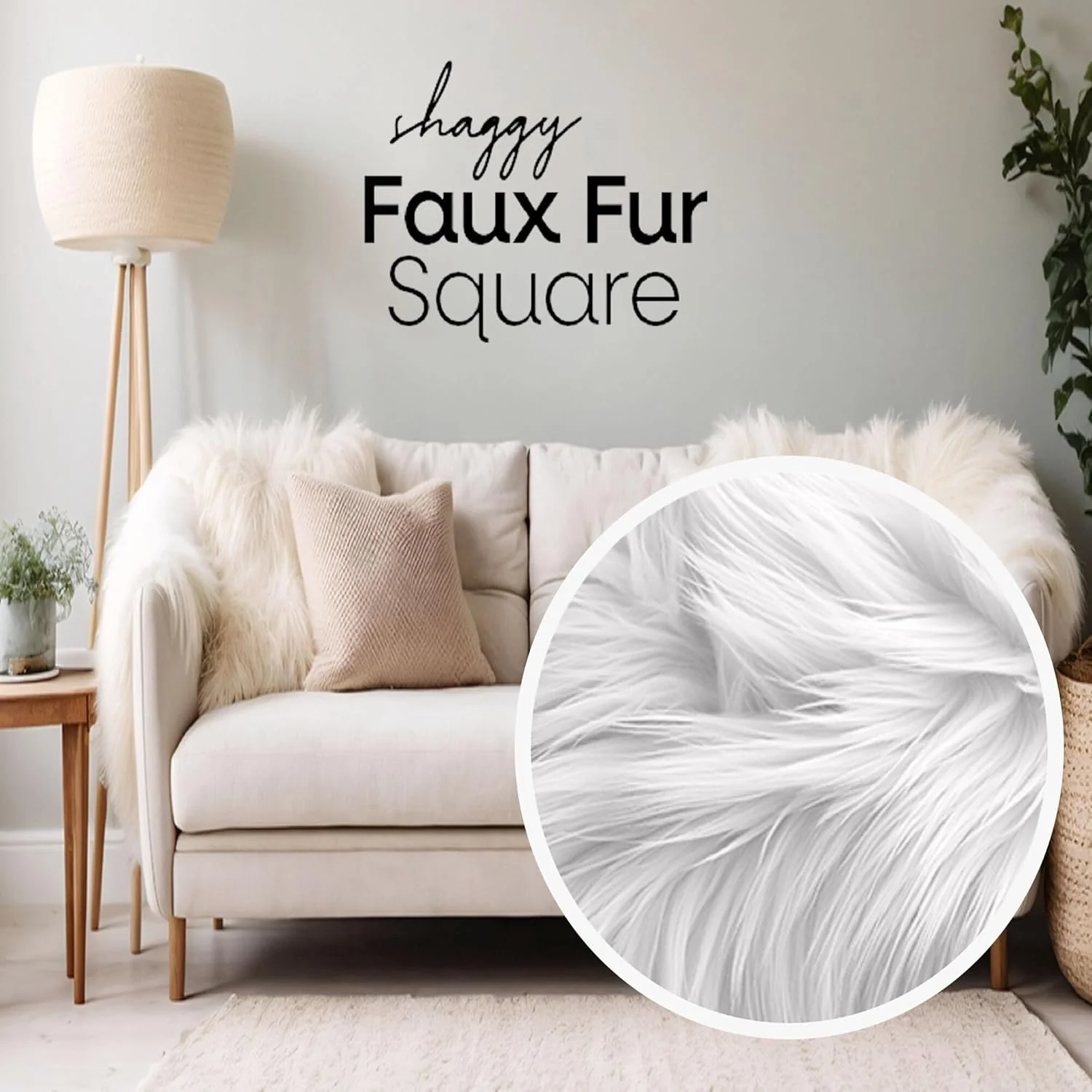 Faux Fur Fabric Squares | Beige - Image 4