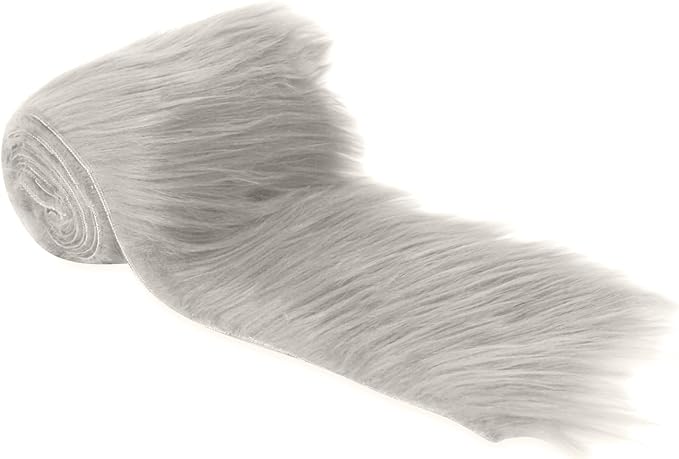 Mohair Faux Fur Trim | Platinum Gray Shaggy Pre-Cut Strips