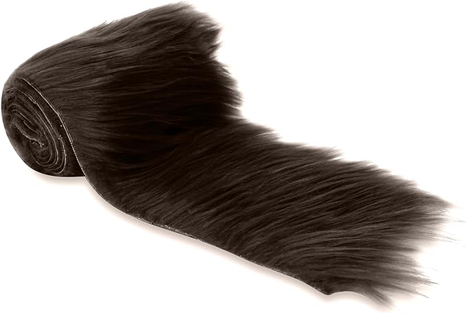 Mohair Shaggy Faux Fur Trim | Dark Brown Shaggy Pre-Cut Strips Fabric