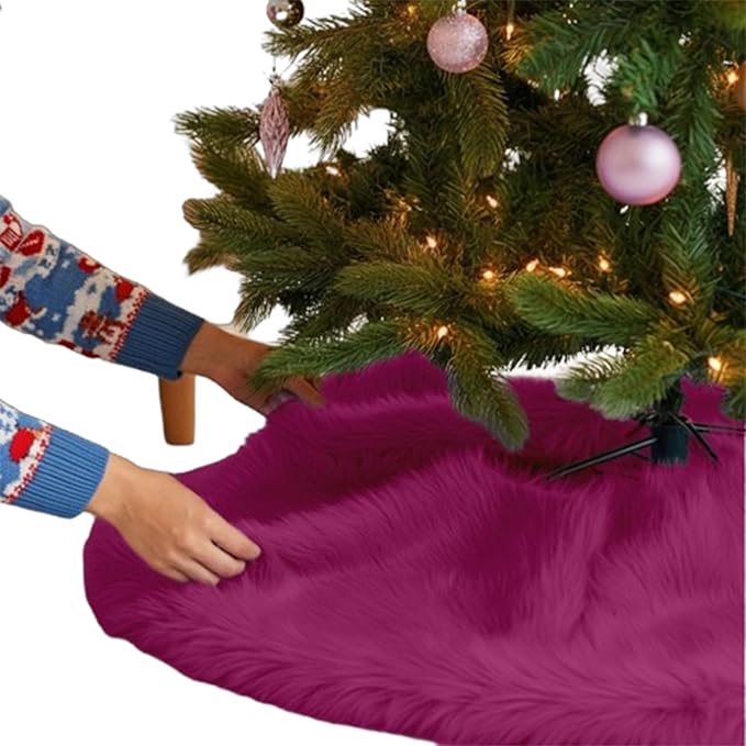 Premium Faux Fur Christmas Tree Skirt - 30" | Holiday Decorations - Image 11
