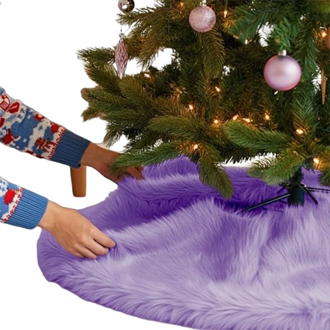 Premium Faux Fur Christmas Tree Skirt - 30" | Holiday Decorations - Image 15
