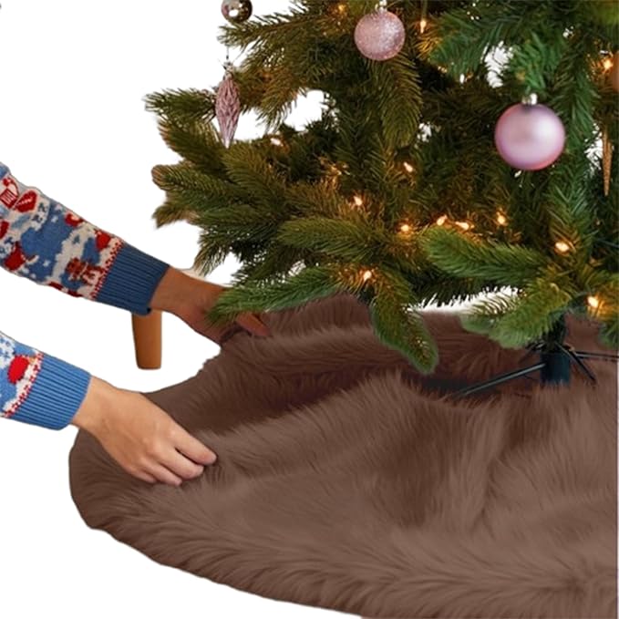 Premium Faux Fur Christmas Tree Skirt - 30" | Holiday Decorations - Image 16