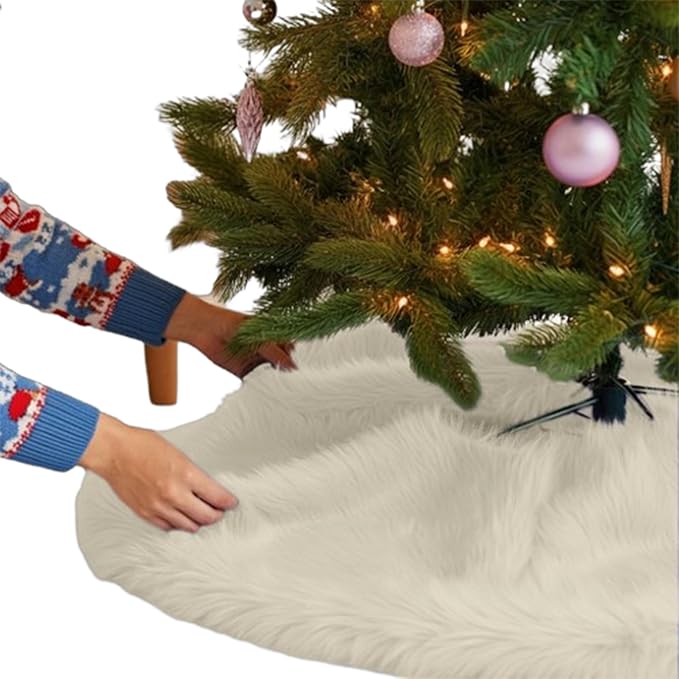 Premium Faux Fur Christmas Tree Skirt - 30" | Holiday Decorations - Image 20