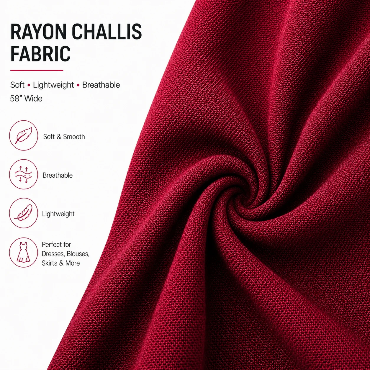 Rayon Challis Fabric by the Yard – Lightweight, Soft & Flowy - Image 4