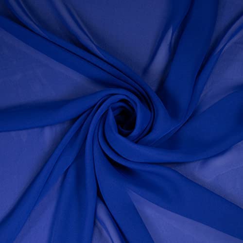 Royal Blue Chiffon Fabric by the Yard – 60” Lightweight Soft Polyester